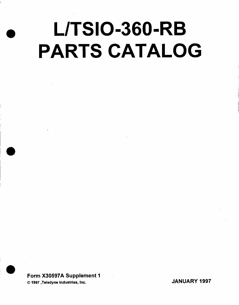 Continental Parts Catalog X30597A TSIOLTSIO360 Series