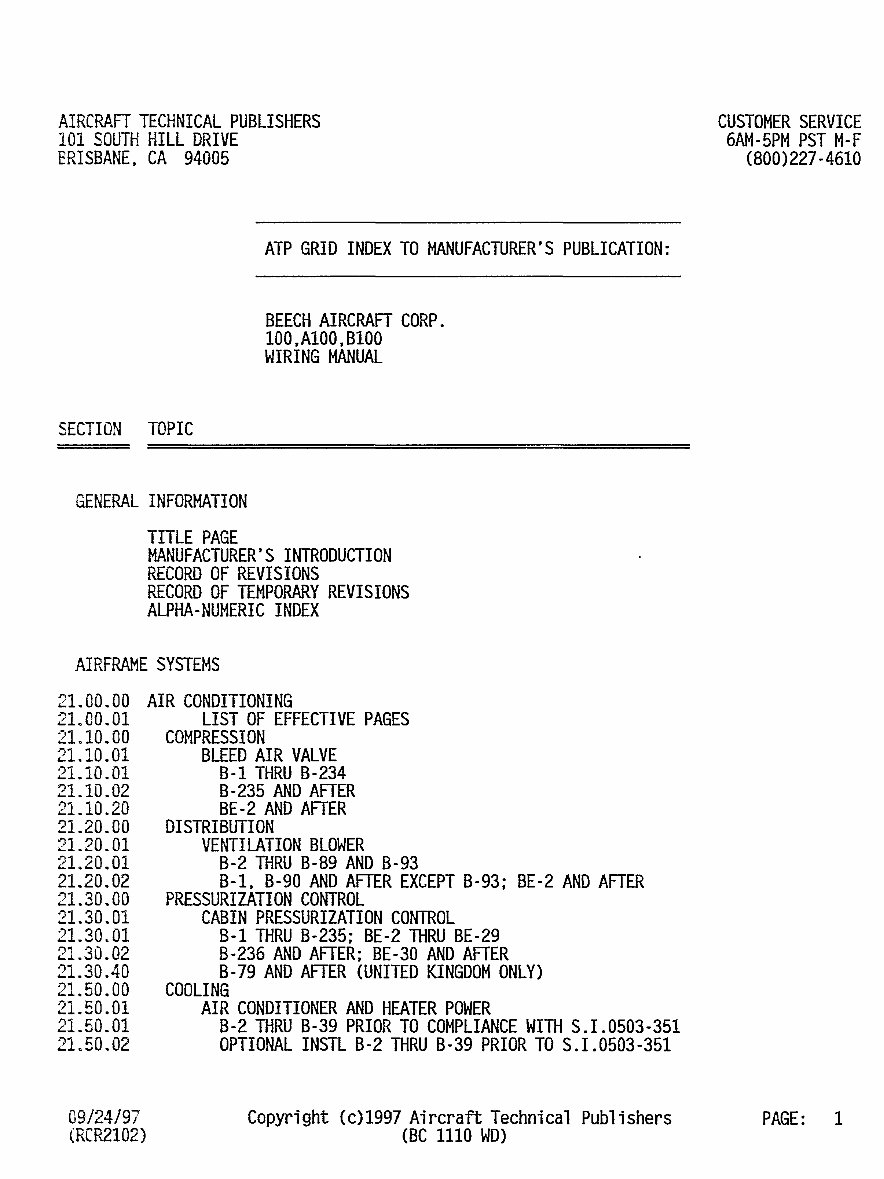 Beechcraft King Air B100 Electrical System Wiring Diagram Manual - preview img 1