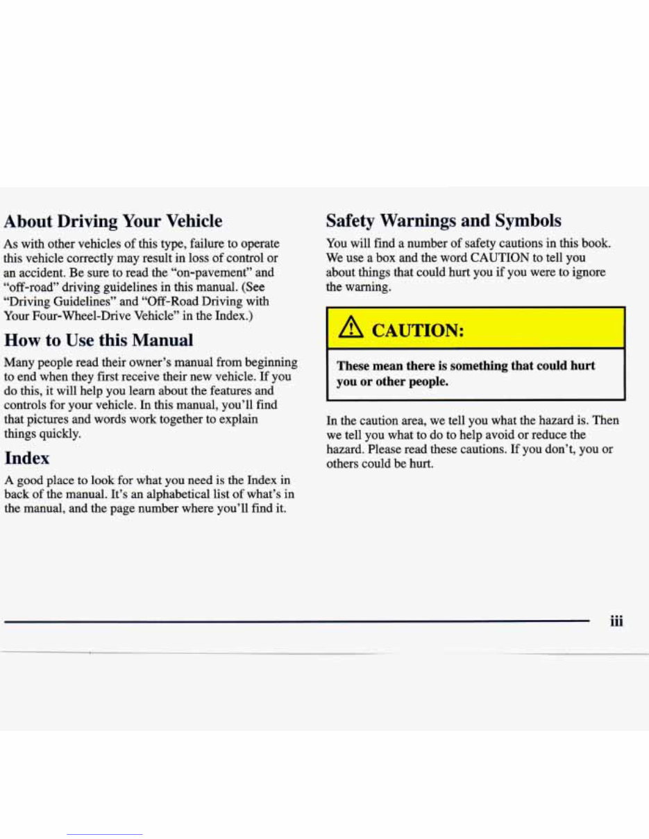 1996 - 1999 Chevrolet Tracker Owners Manual preview img 4