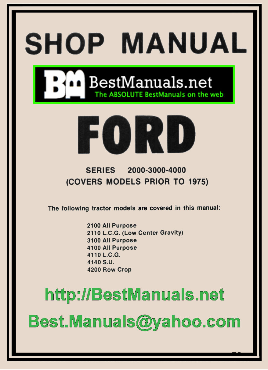 Ford 2100 2110 3100 4100 4110 4140 4200 Tractor Service Repair Shop Manual - IMPROVED - preview img 1