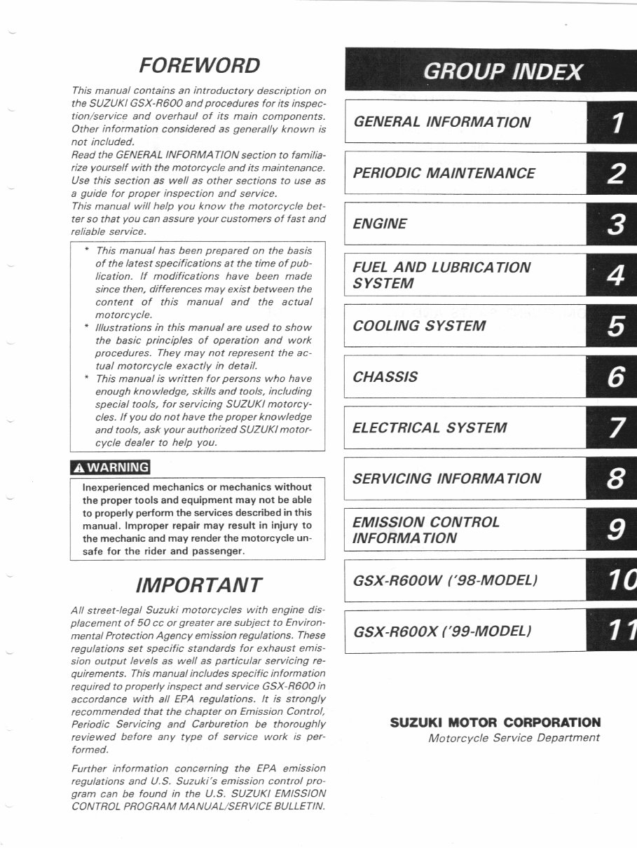 1996-2000 Suzuki GSX-R600 (SRAD) Service & Repair Manual preview img 2