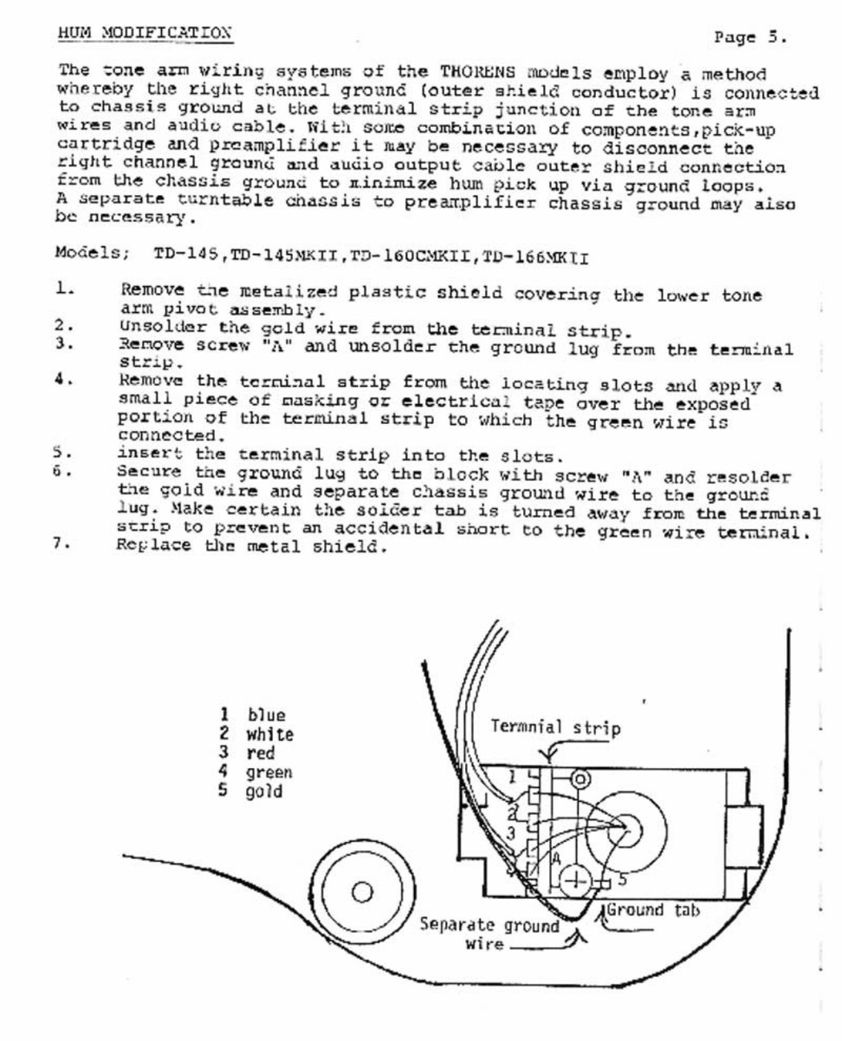Thorens TD-145 , TD-160 , TD-165 , Service Manual preview img 6