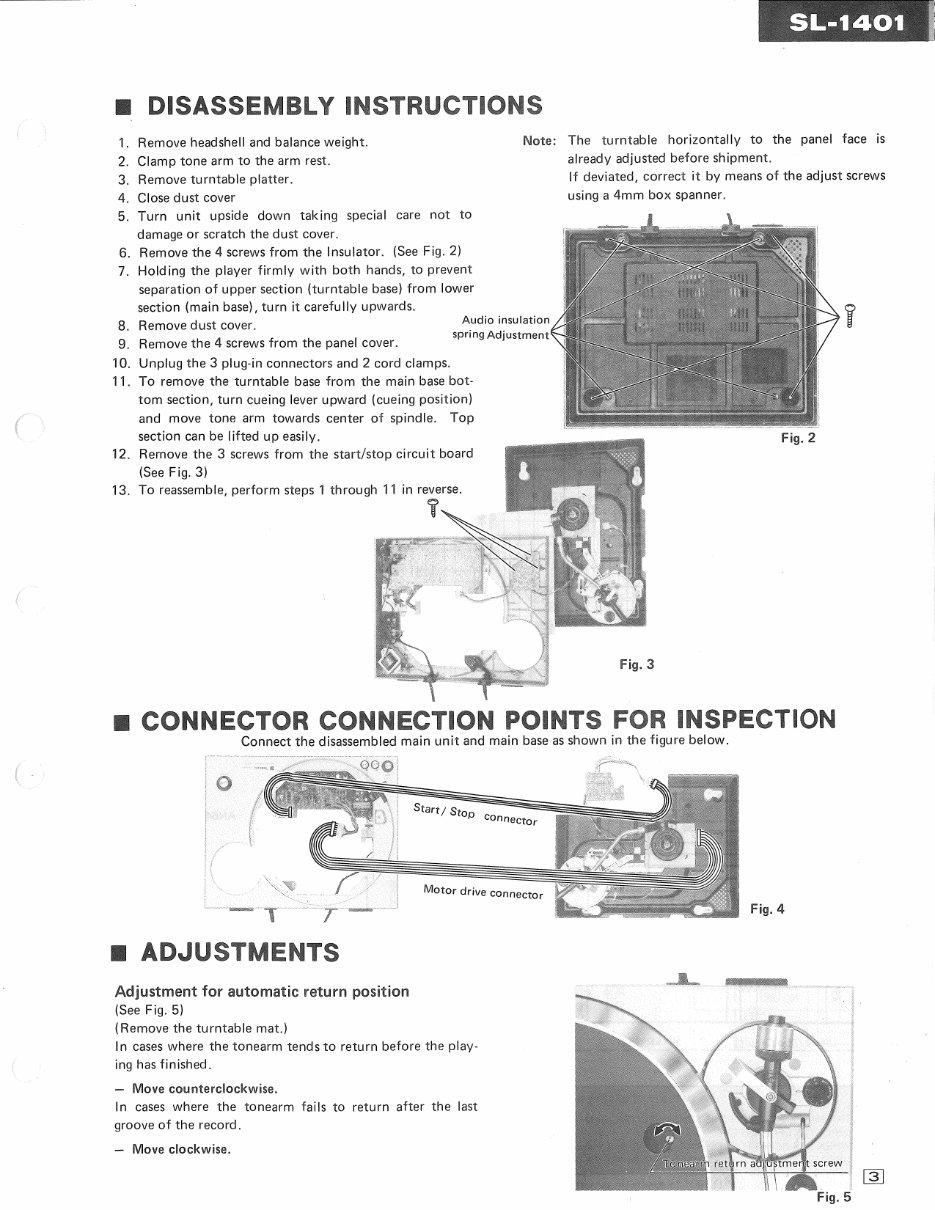 Technics SL-1401 Turntable , Service Manual preview img 3