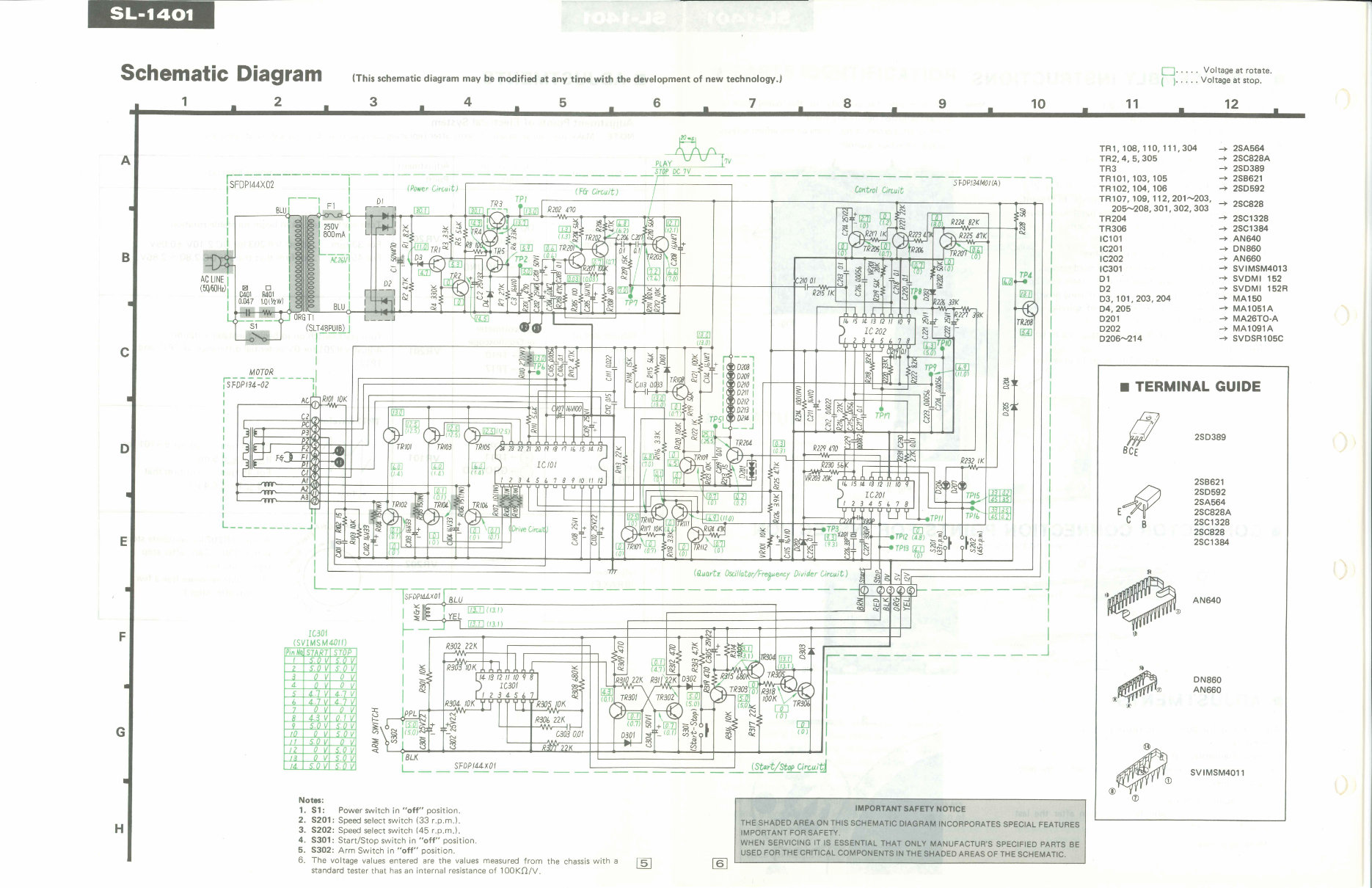 Technics SL-1401 Turntable , Service Manual preview img 5