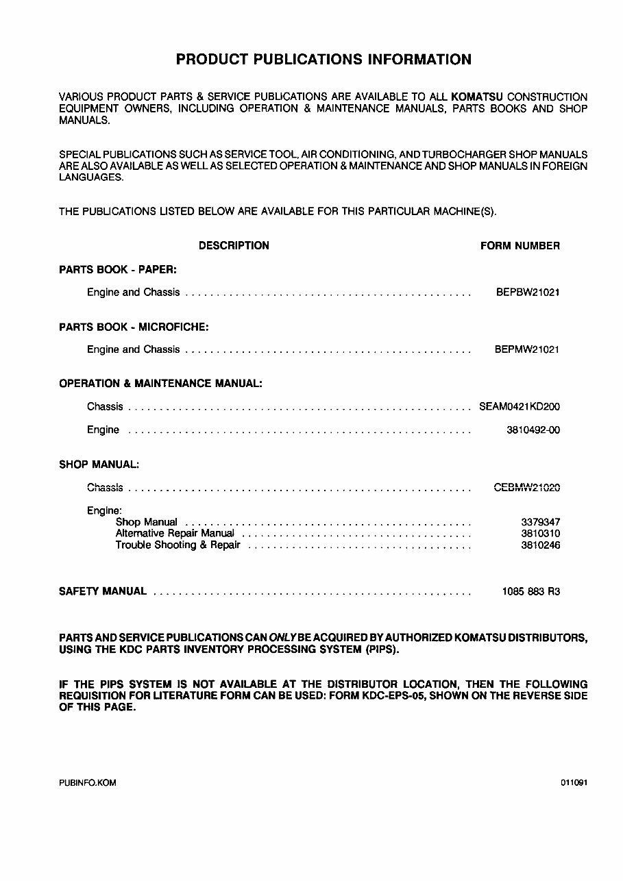 KOMATSU WA450-2 Wheel Loader Service Repair Manual + Operation & Maintenance Manual preview img 3