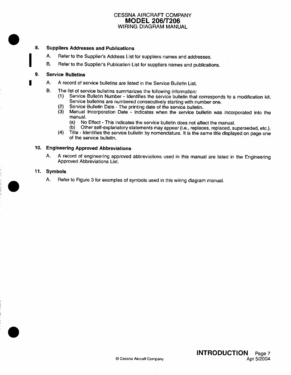 1997-2007 Cessna 206H, T206H Wiring Diagram Manual (Revision 5) preview img 10