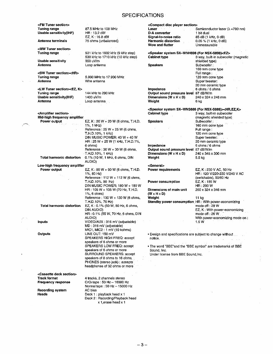 AIWA NSX-S888 NSX-S898 Service Manual preview img 3