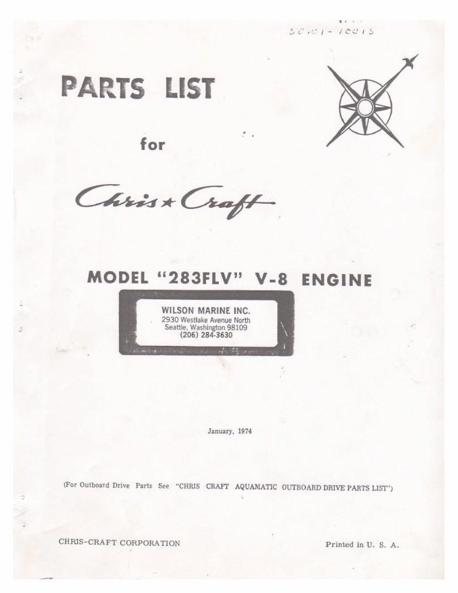 1974 Chris Craft 283 Engine 283FLV Parts Catalog | eManualOnline