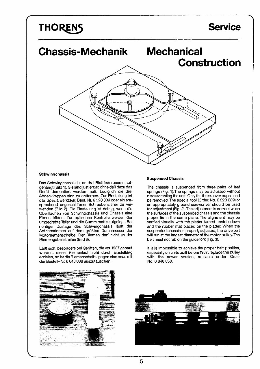 Thorens TD-316 , 318 , 320 , 321 & Phantasie Service Manual preview img 4