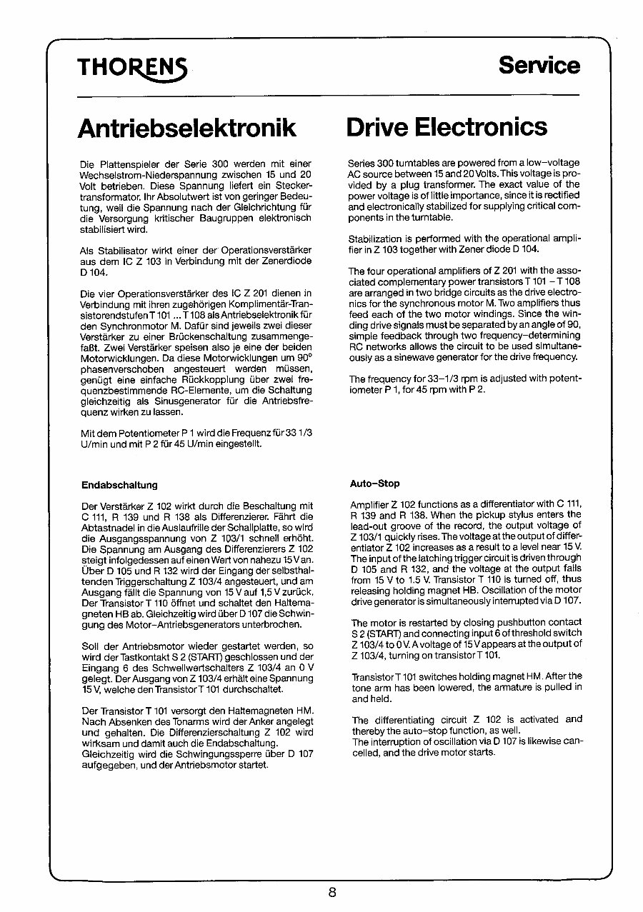 Thorens TD-316 , 318 , 320 , 321 & Phantasie Service Manual preview img 7