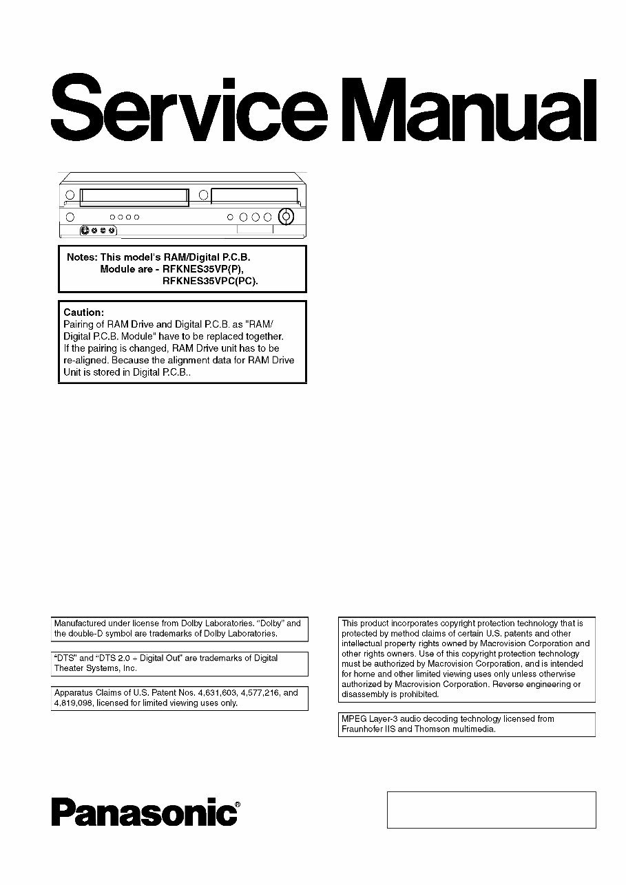 Panasonic DMR-ES35VP Service Manual preview img 1