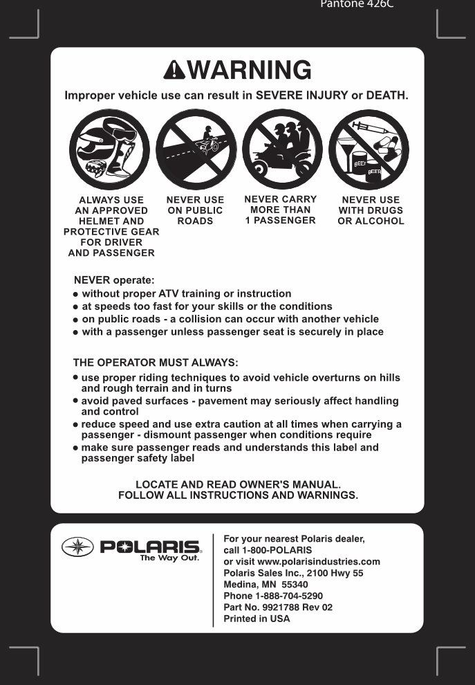 Polaris Sportsman-500-EFI Owners Manual 2009 preview img 2