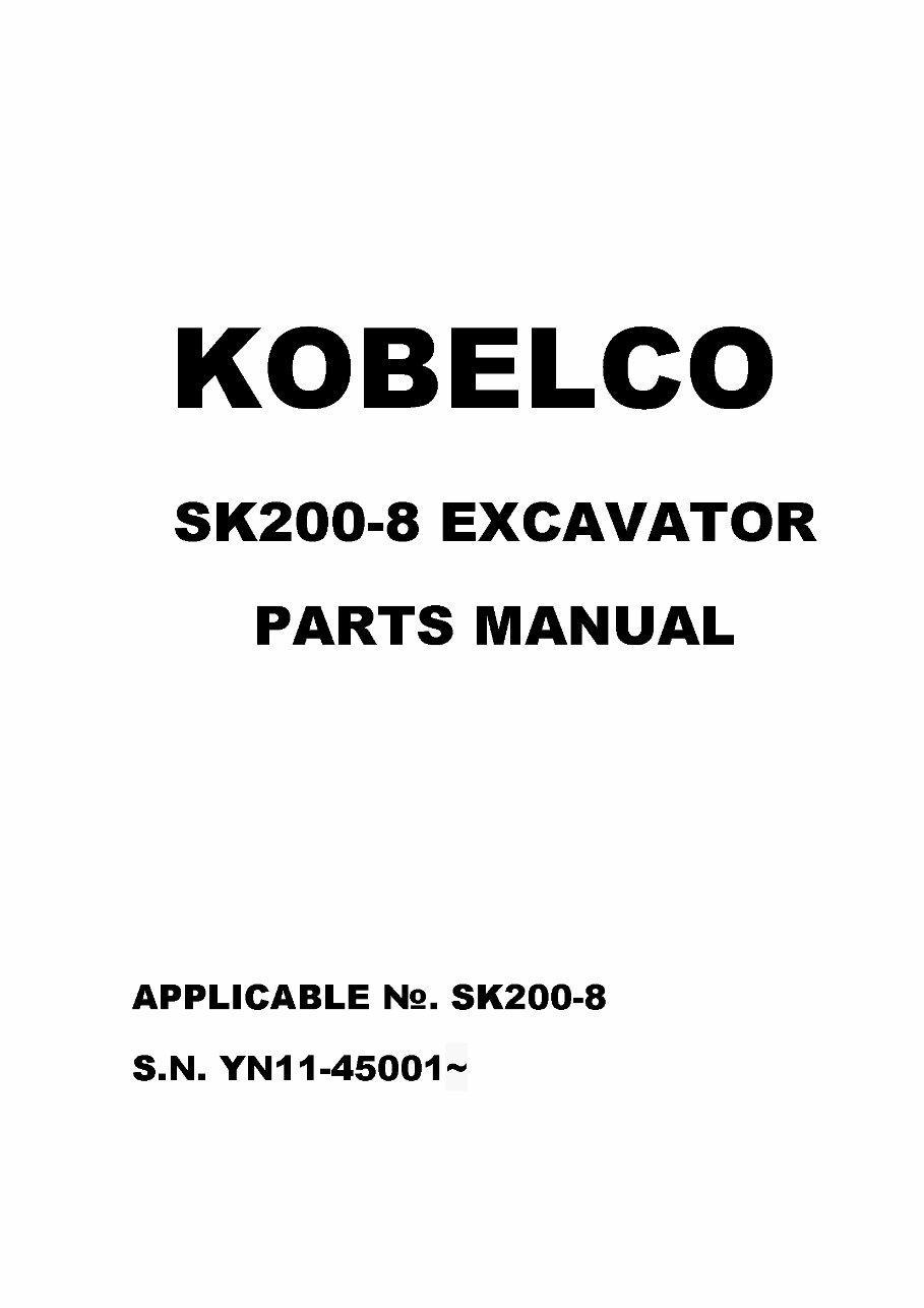KOBELCO SK200-8 Excavator Parts Catalog Manual preview img 1