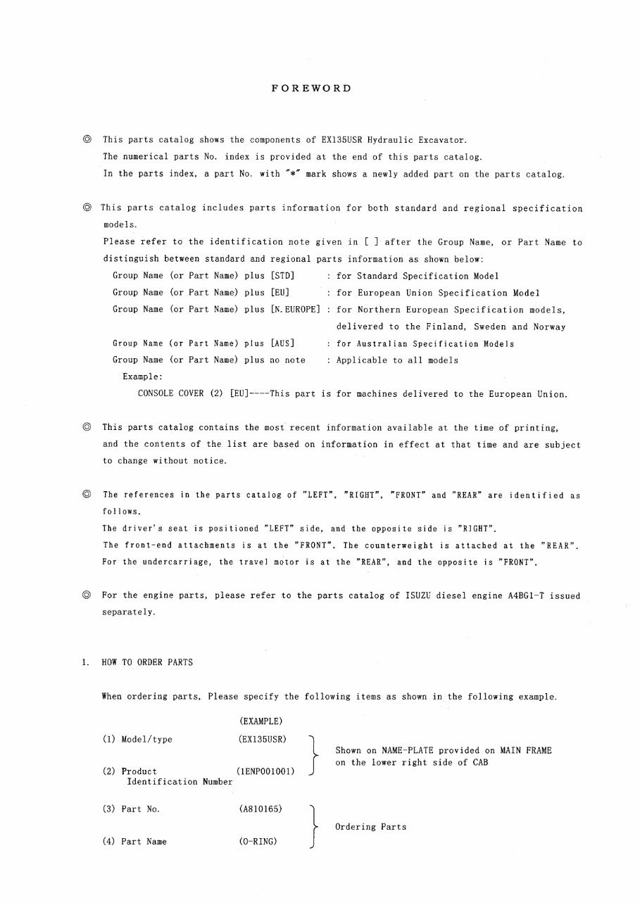HITACHI EX135USR Excavator Parts Catalog Manual preview img 6