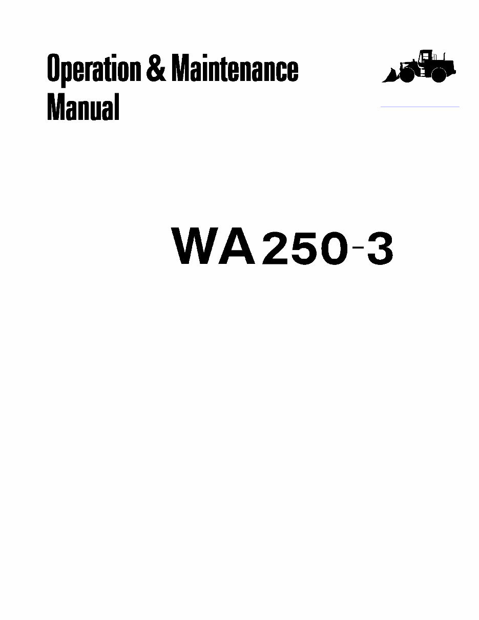 KOMATSU WA250-3 Wheel Loader Operation & Maintenance Manual (S/N: A70001 and up) preview img 1