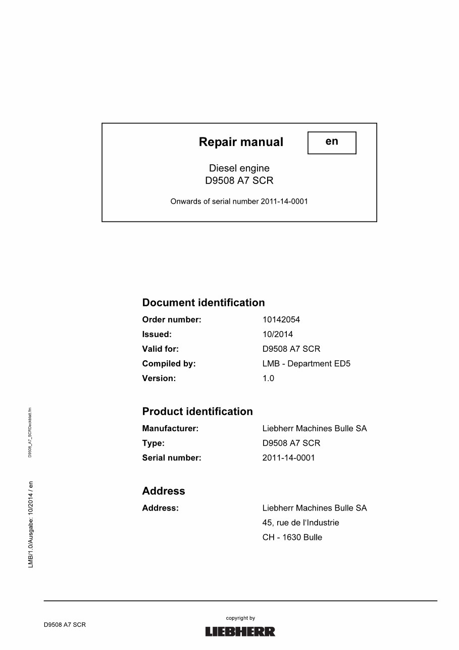 LIEBHERR D9508 A7 Diesel Engine Service Manual preview img 3