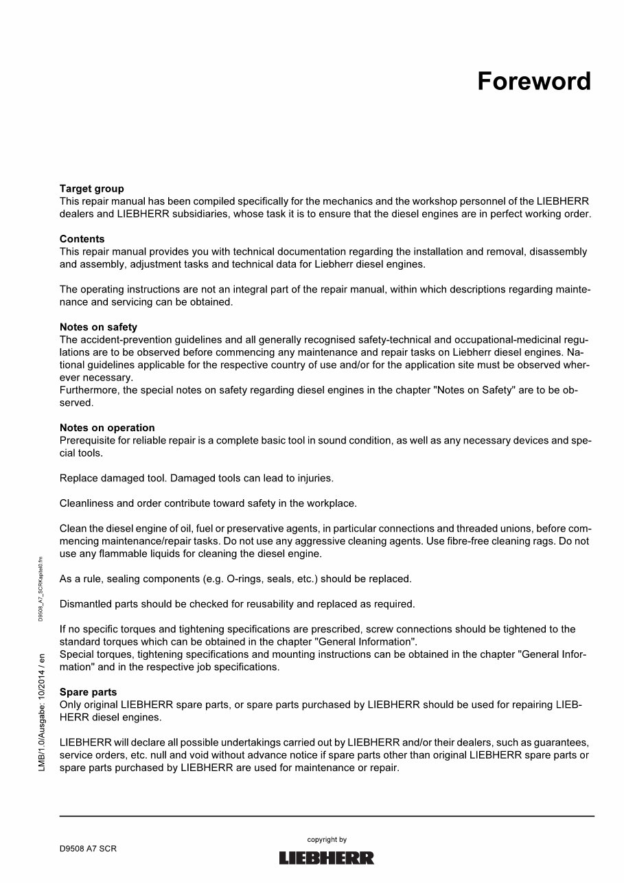 LIEBHERR D9508 A7 Diesel Engine Service Manual preview img 5