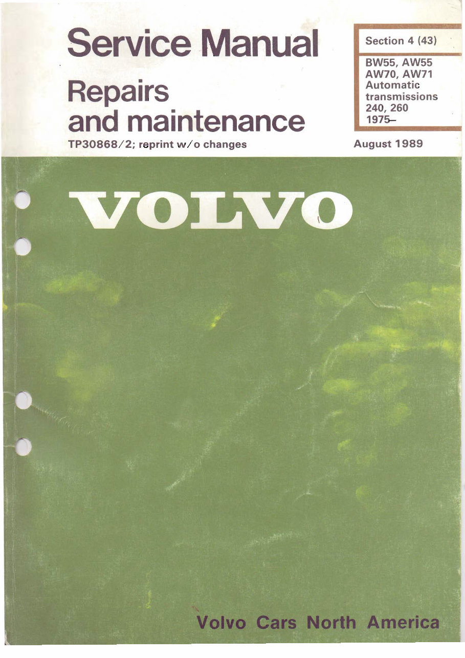 VOLVO Automatic Transmission Manual BW55 AW55 AW70 AW71 preview img 1