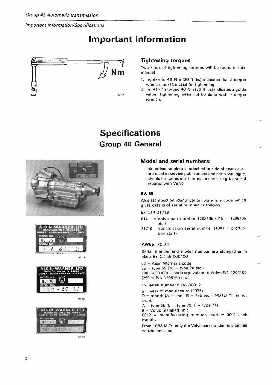 VOLVO Automatic Transmission Manual BW55 AW55 AW70 AW71 preview img 4