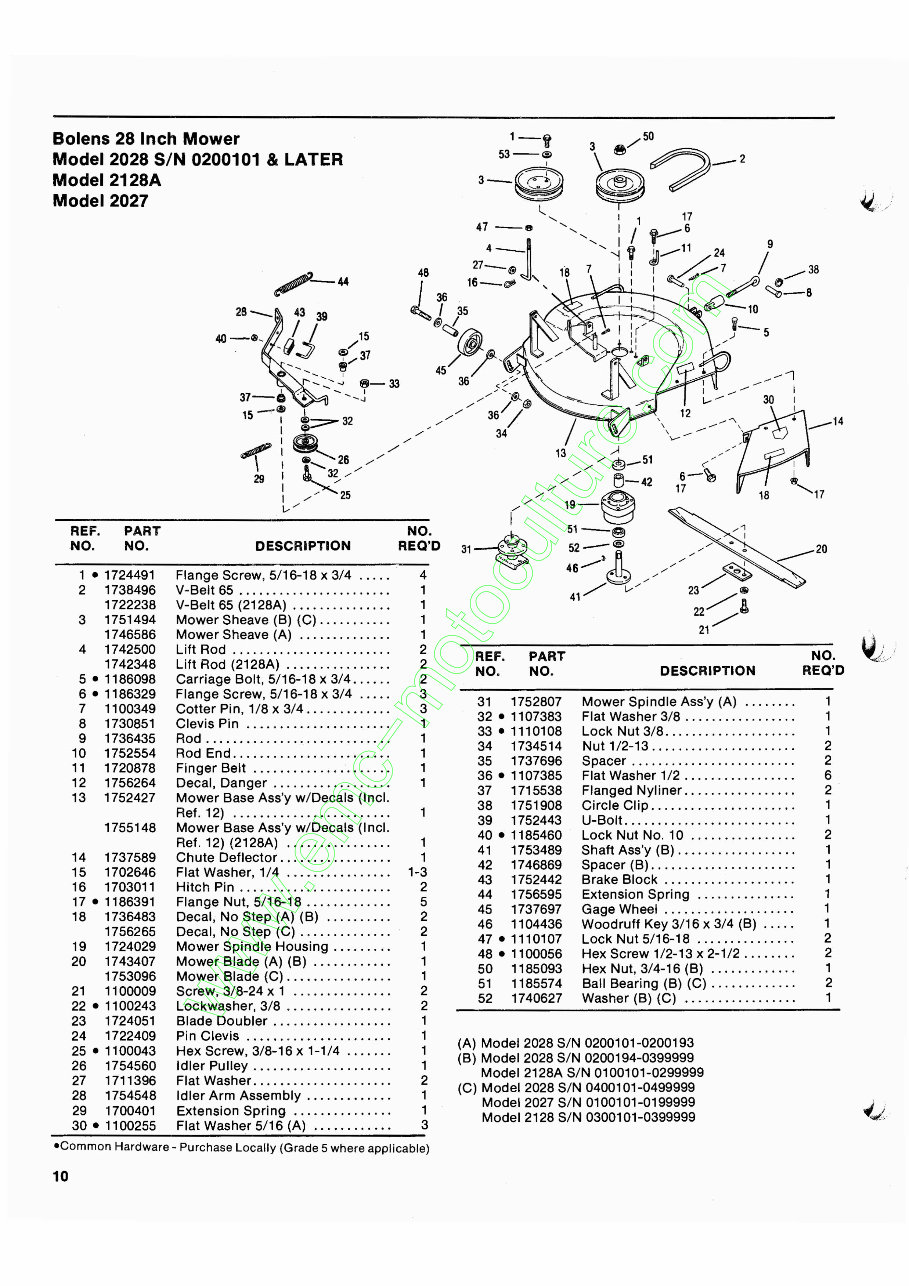 Bolens Rear Engine Riding Mower Master Parts Manual preview img 10