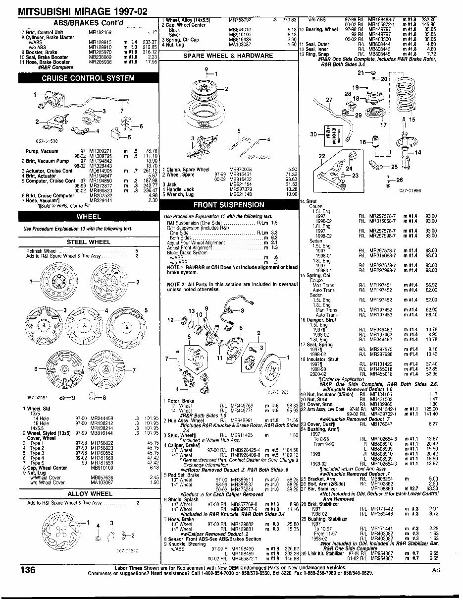 MITSUBISHI MIRAGE Parts Manual Catalog 1997-2002 preview img 6