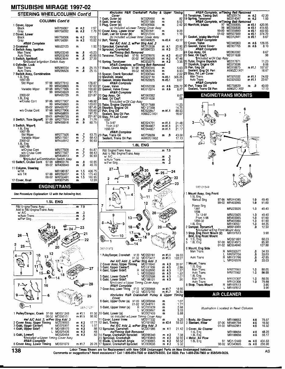 MITSUBISHI MIRAGE Parts Manual Catalog 1997-2002 preview img 8