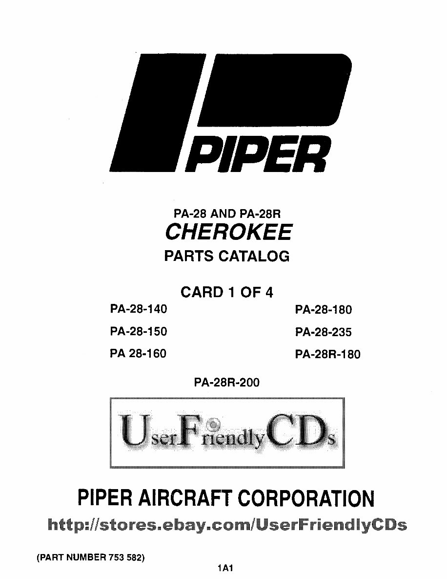 PIPER CHEROKEE PA-28 PA-28R Parts Catalog Manual - preview img 1