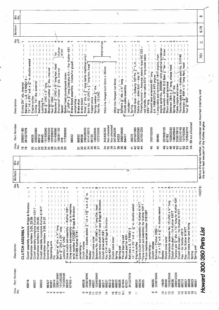 HOWARD ROTAVATOR 300, 350 Parts LIST preview img 5