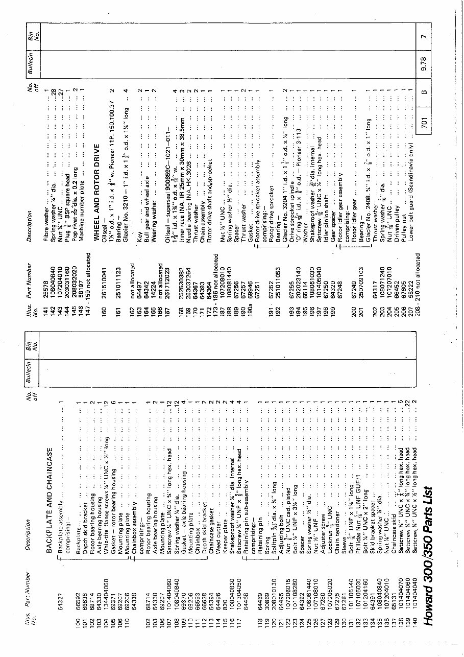 HOWARD ROTAVATOR 300, 350 Parts LIST preview img 9
