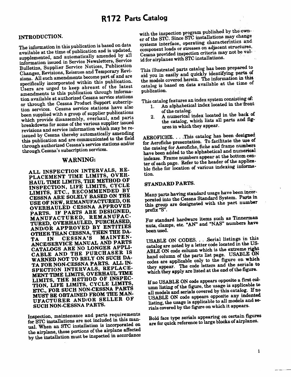 Cessna 172 Parts Catalog Manual 1977-81 Cessna 172 Parts Book preview img 3