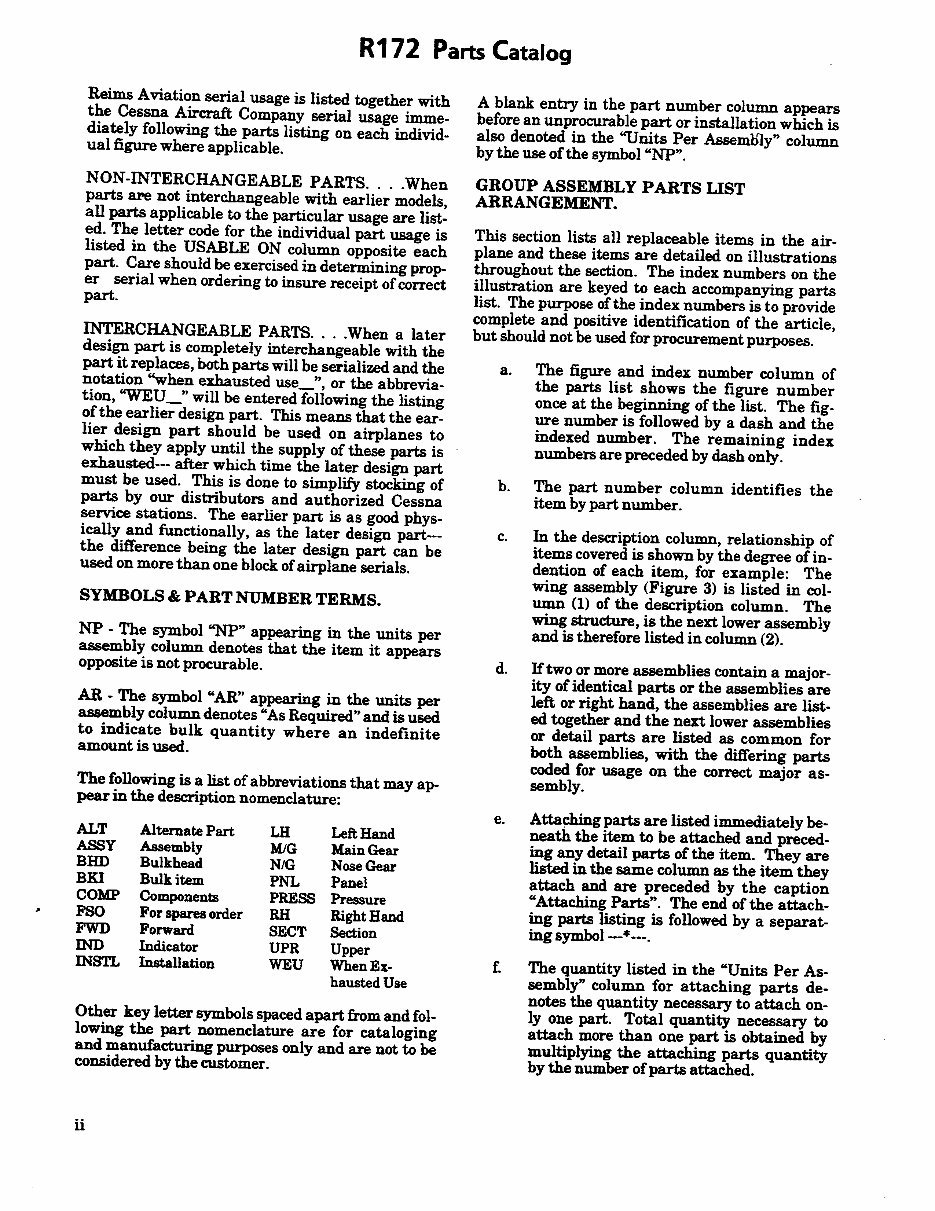 Cessna 172 Parts Catalog Manual 1977-81 Cessna 172 Parts Book preview img 4