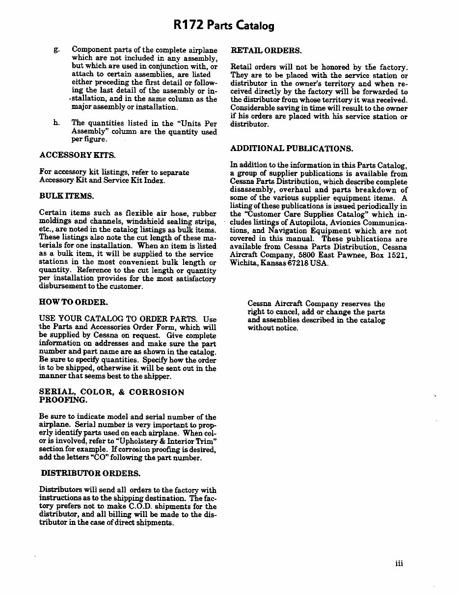 Cessna 172 Parts Catalog Manual 1977-81 Cessna 172 Parts Book preview img 5