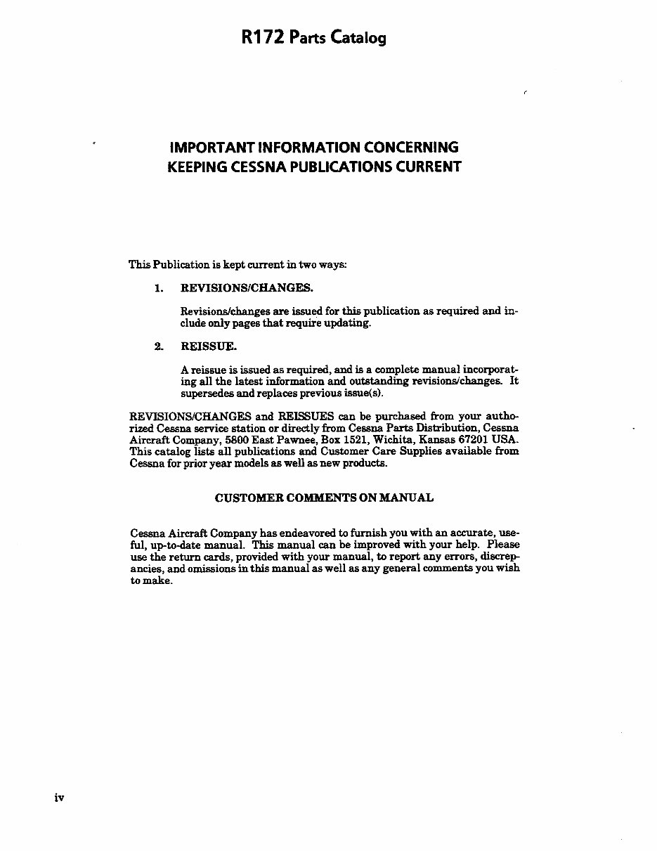 Cessna 172 Parts Catalog Manual 1977-81 Cessna 172 Parts Book preview img 6
