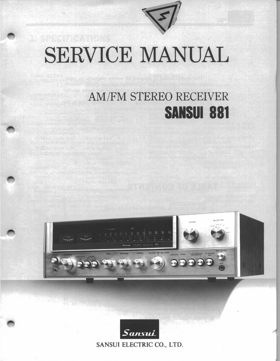 Sansui 881 Stereo Receiver Service Repair Manual preview img 1