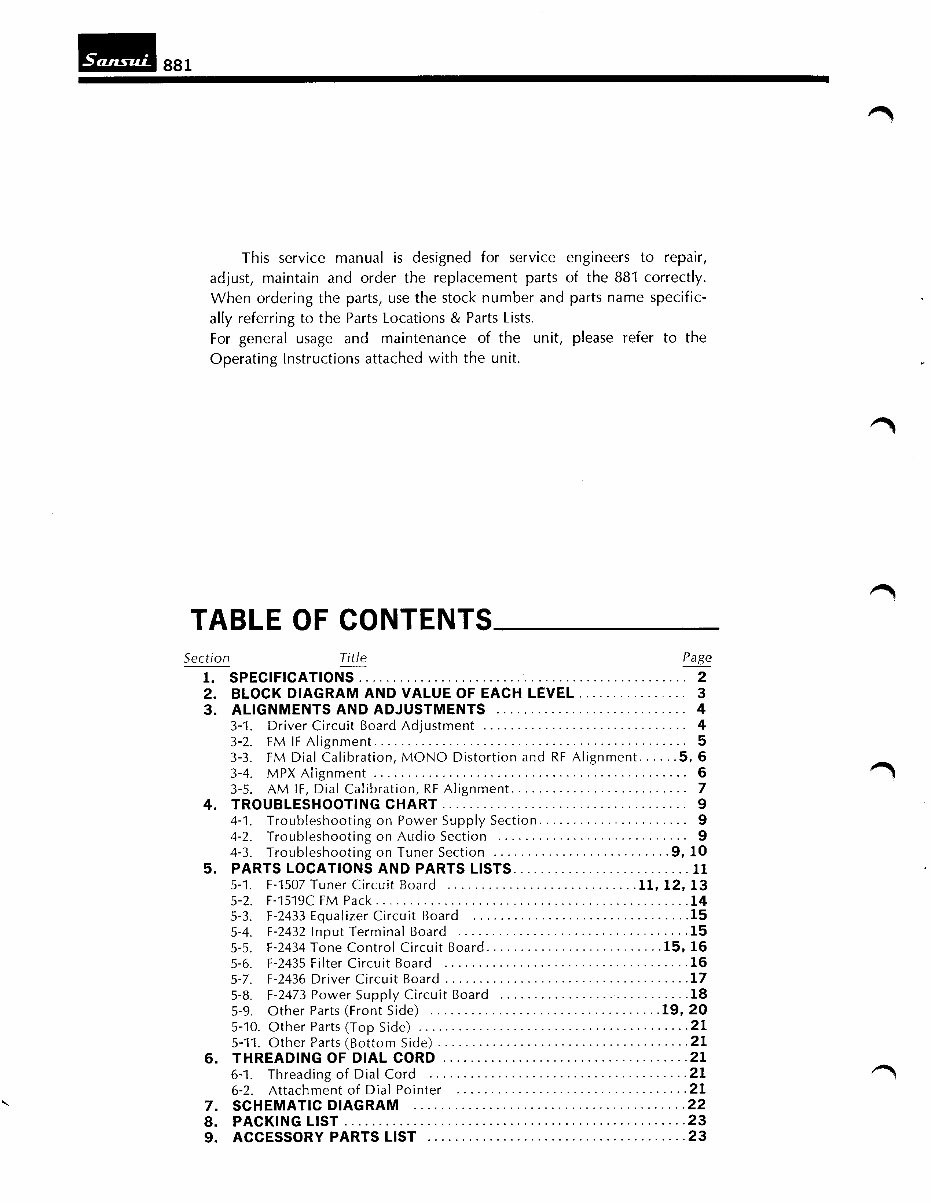 Sansui 881 Stereo Receiver Service Repair Manual preview img 2