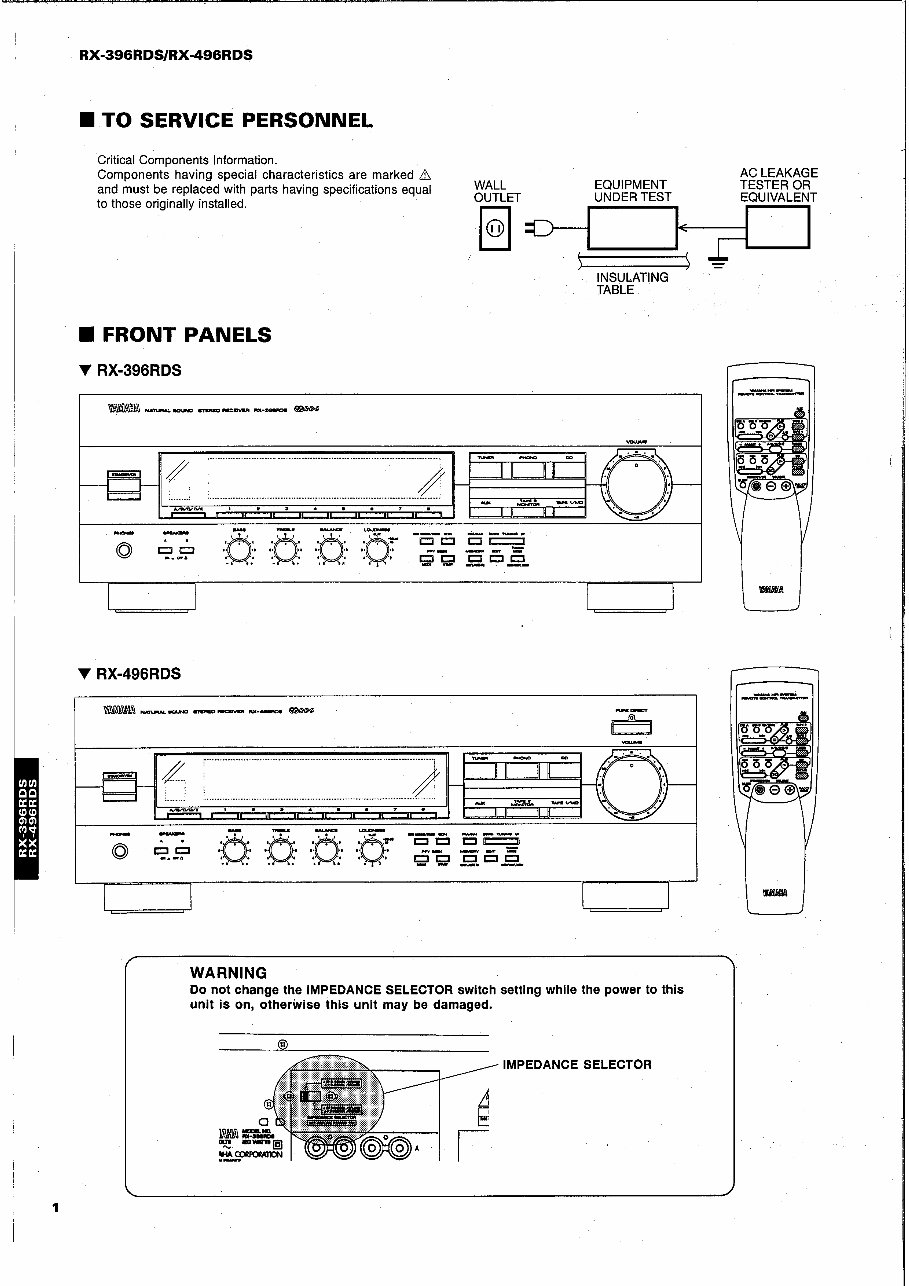Yamaha RX-396RDS / RX-496RDS Stereo Receiver Service & Repair Manual preview img 2