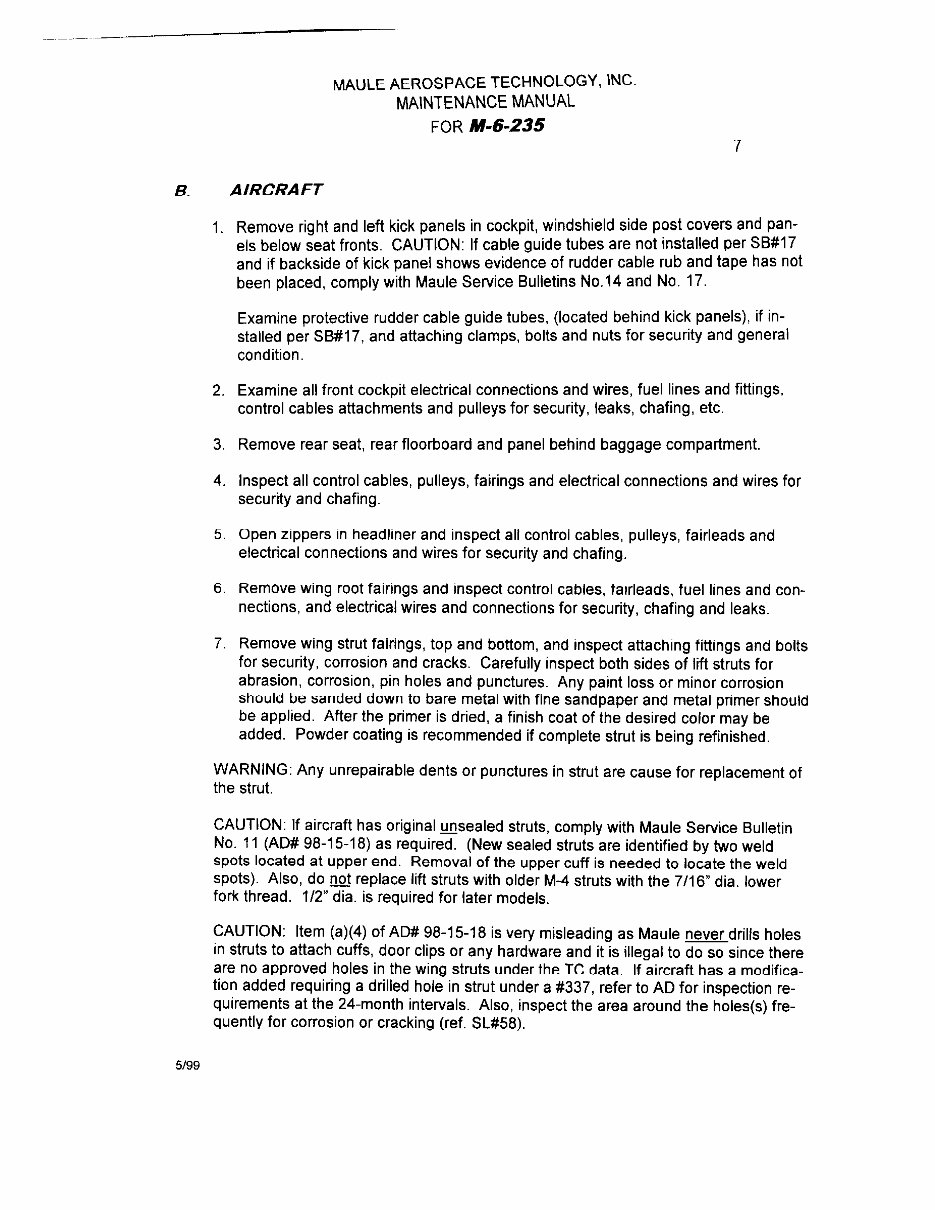 Maule M6 235 Maintenance manual Super Rocket preview img 10