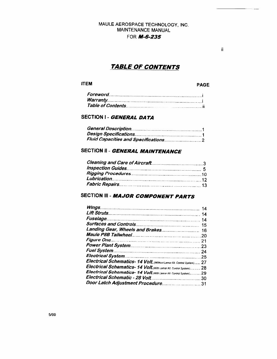 Maule M6 235 Maintenance manual Super Rocket preview img 2