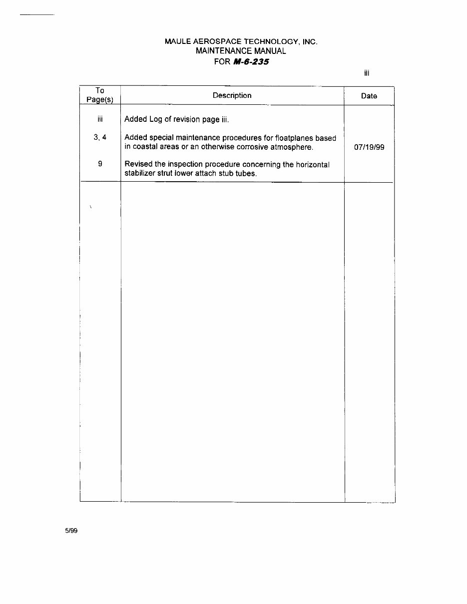 Maule M6 235 Maintenance manual Super Rocket preview img 3