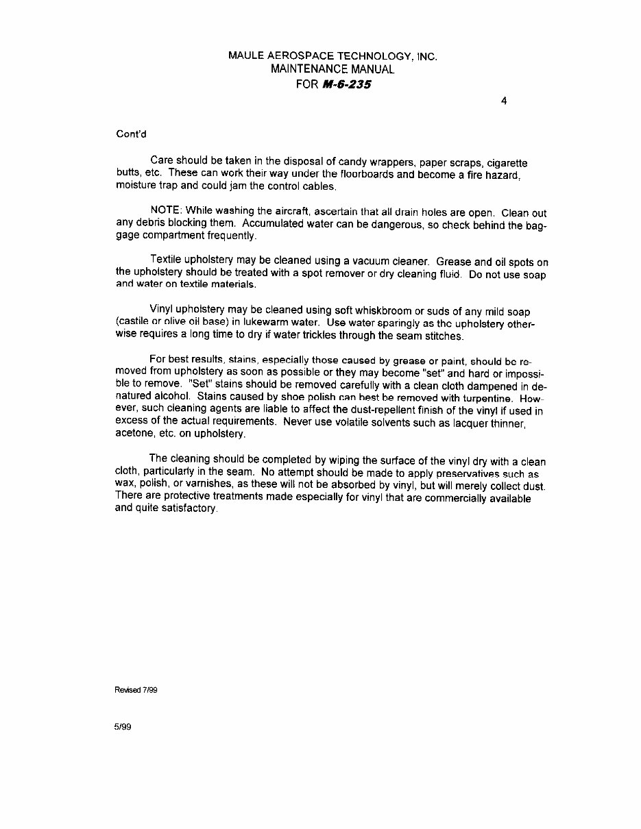 Maule M6 235 Maintenance manual Super Rocket preview img 7