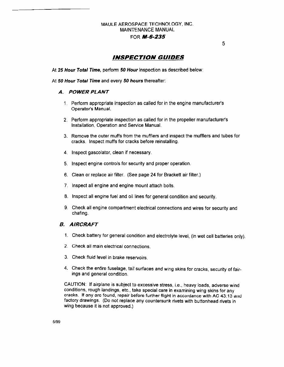 Maule M6 235 Maintenance manual Super Rocket preview img 8