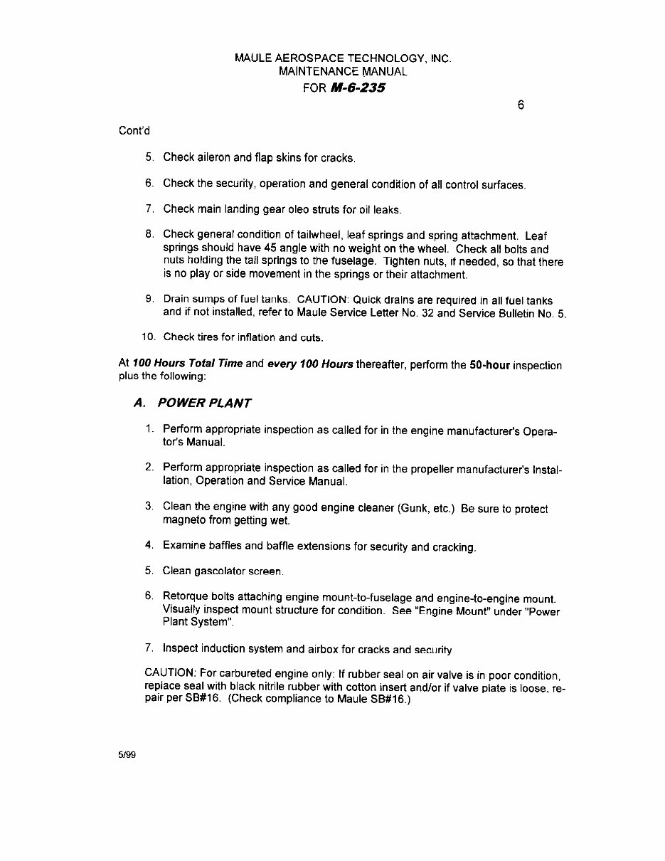 Maule M6 235 Maintenance manual Super Rocket preview img 9