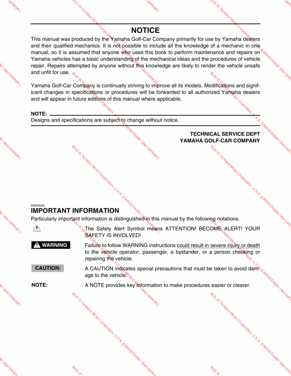 Yamaha Golf Cart Service manual G27E supplement preview img 4