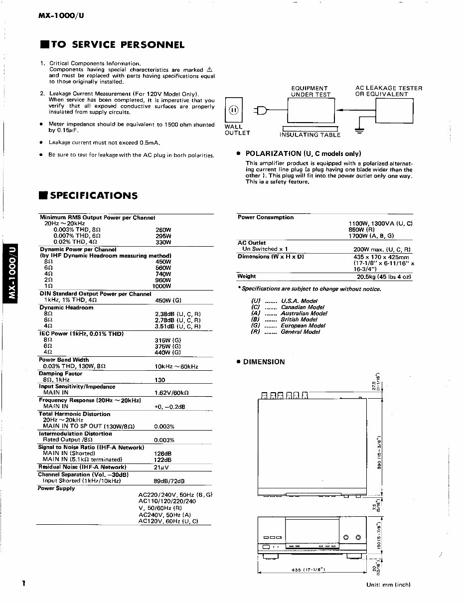 Yamaha mx1000 mx-1000 u power amplifier service manual full preview img 2