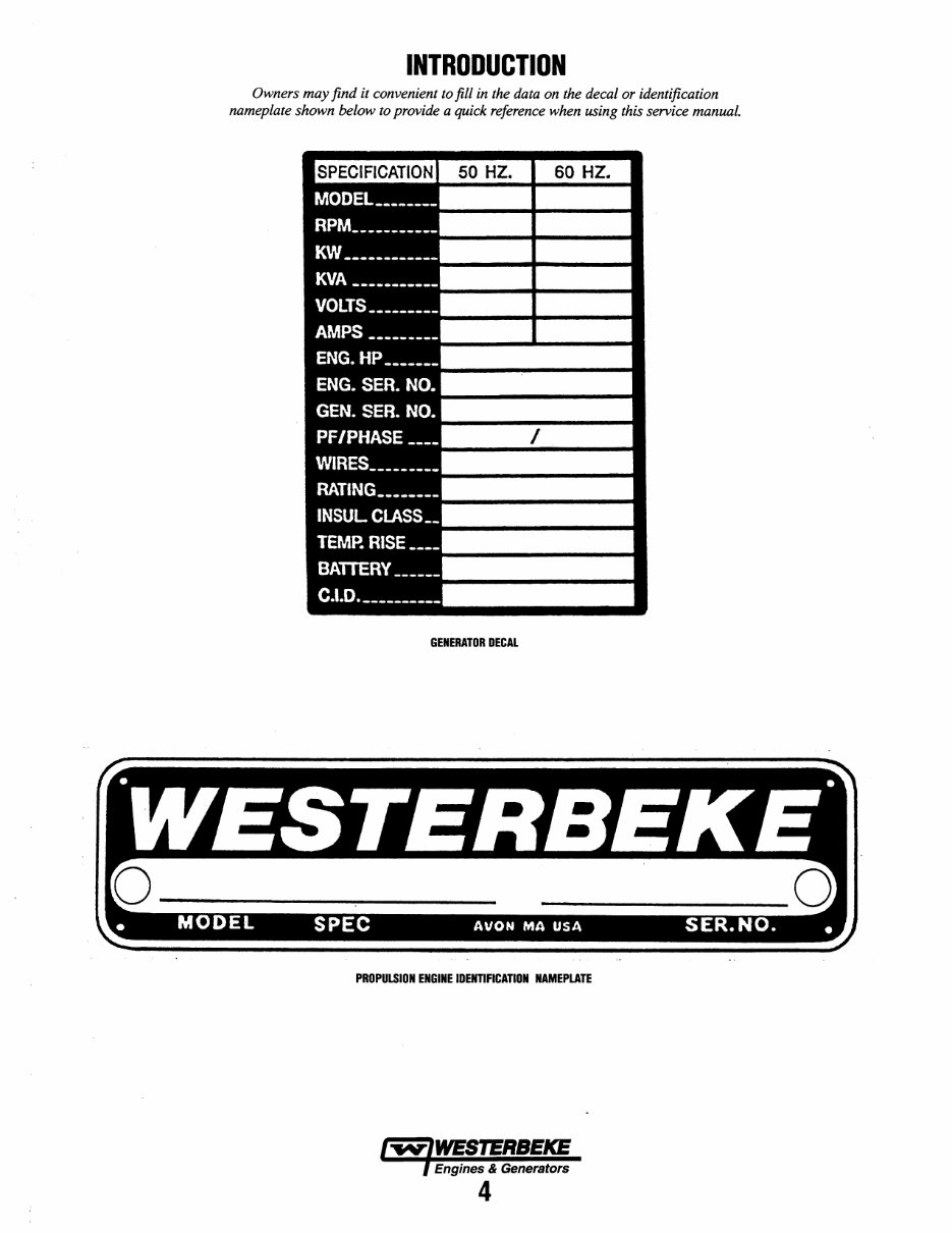 WESTERBEKE W-13 & W-18 Marine Diesel Engine Service Manual preview img 10