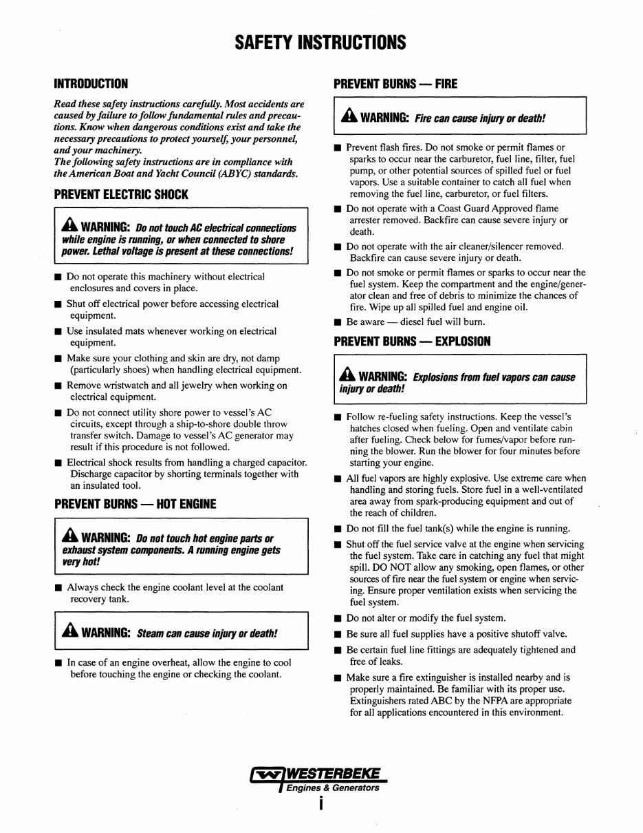 WESTERBEKE W-13 & W-18 Marine Diesel Engine Service Manual preview img 3