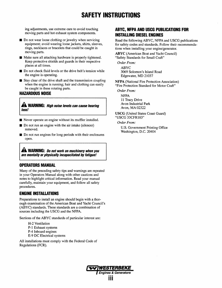 WESTERBEKE W-13 & W-18 Marine Diesel Engine Service Manual preview img 5