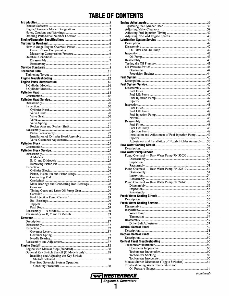 WESTERBEKE W-13 & W-18 Marine Diesel Engine Service Manual preview img 7