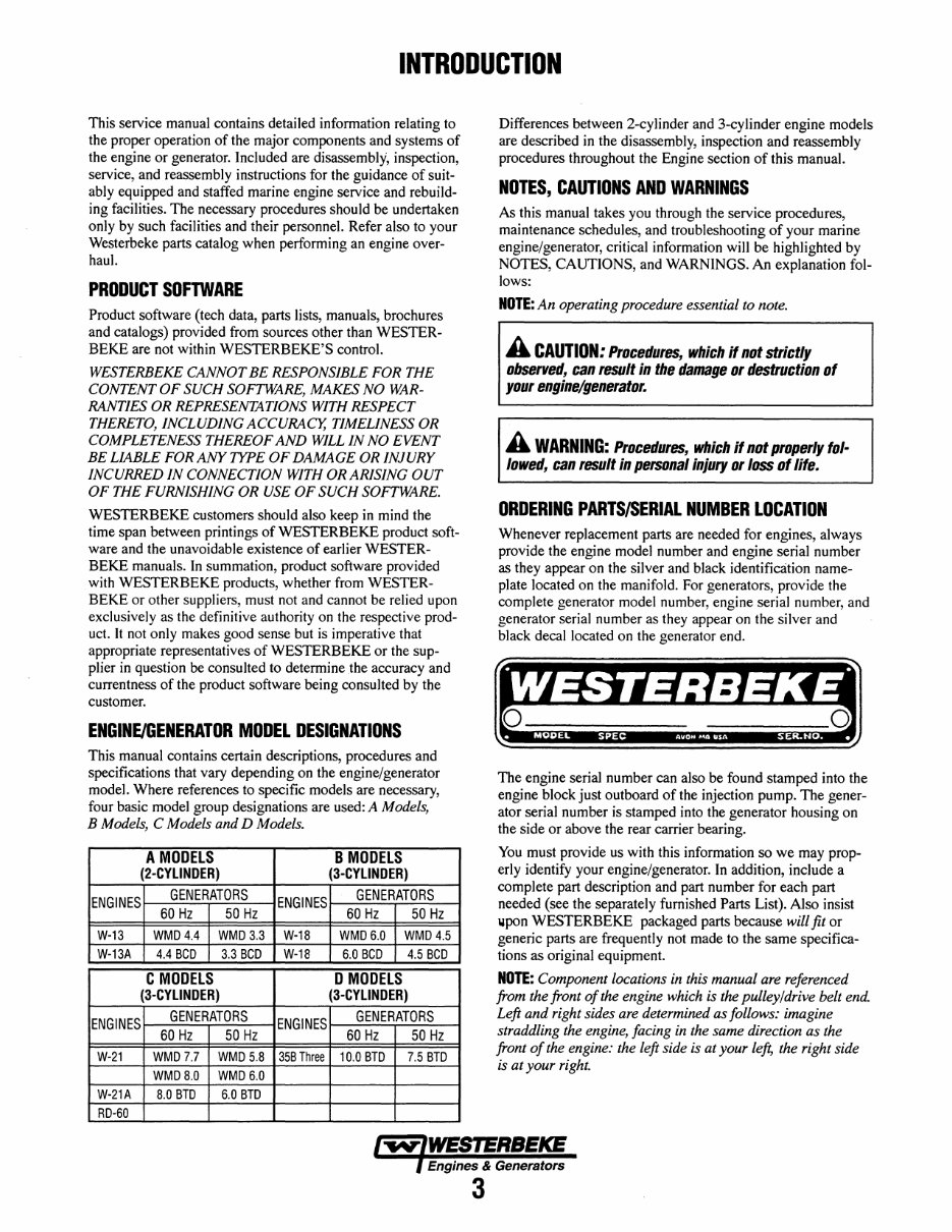 WESTERBEKE W-13 & W-18 Marine Diesel Engine Service Manual preview img 9