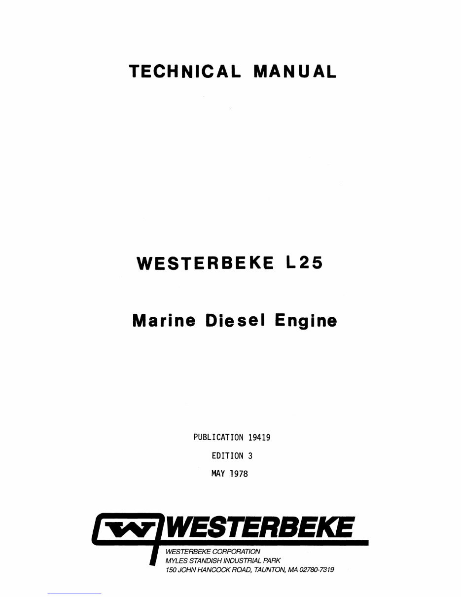 WESTERBEKE L25 Marine Diesel Engine Service Repair Technical Manual ! preview img 1